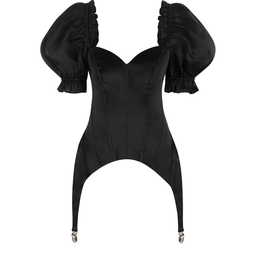 SOLD Selkie NWT Caviar Silk Satin Femme Fatale corset Size Large